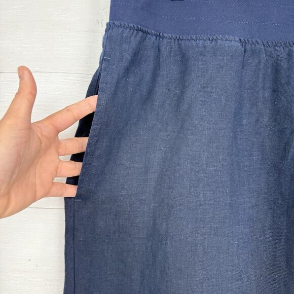 NWT Soft Surroundings Aliso Point Linen Wide Leg Pants Size 1X Pull On Navy Blue - Picture 5 of 13